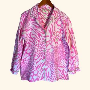 Victoria's Secret pajama top long sleeve size medium pink zebra print
